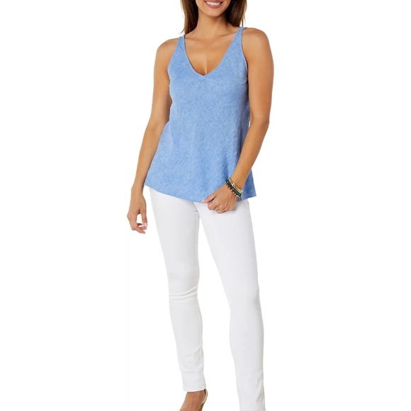 WORN ONCE LILY PULITZER FLORIN SLEEVELESS LINEN TOP!! Size large - Picture 3 of 4